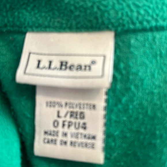 EUC LL BEAN Green Fleece Zip Jacket With Zip Pockets Sz L - Picture 9 of 10